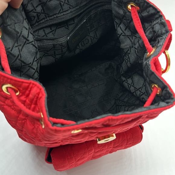 Christian Dior Red Cannage Nylon Mini Drawstring Backpack - Picture 7 of 9